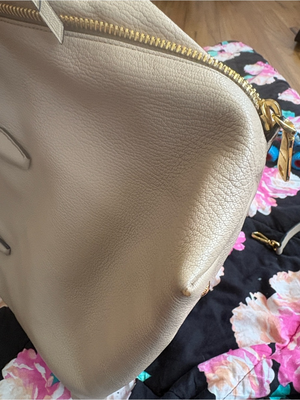 Miu Miu Madras 2 way Handbag Taupe Leather Top-Handle Satchel with Gold Hardware - Picture 5 of 15